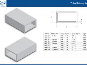 Imagem do PERFIL ALUMINIO LR P TUBO RETANGULAR